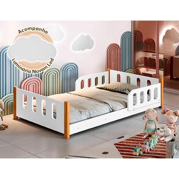 Encontraproduto.com.br - Cama Infantil Juvenil Camila Com Branca Luminária Led Branco