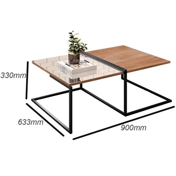 Encontraproduto.com.br - Mesa De Centro De Sala Com Espelho Aurora - Casa Chick Demolição-preto