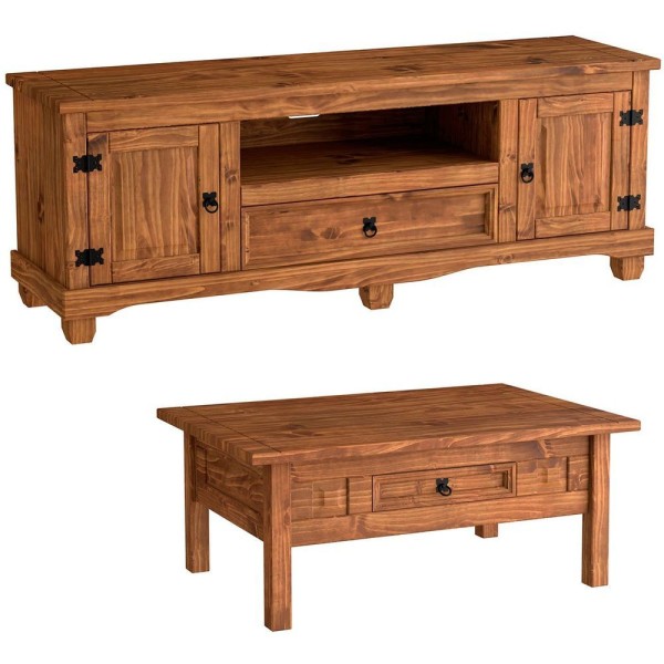 Encontraproduto.com.br - Rack P Tv 50 Polegadas C- Pés E Mesa De Centro Rustic Line Cera