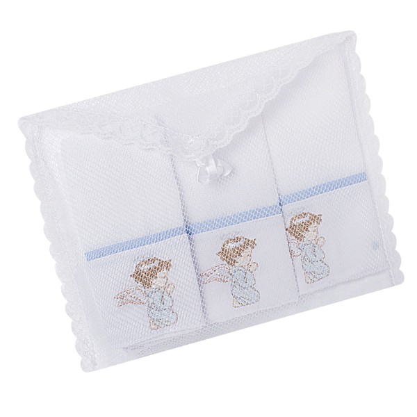 Encontraproduto.com.br - Kit com 3 paninhos de boca para bebê em fralda Anjinho - Roana