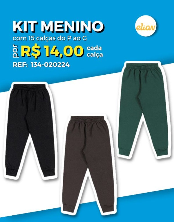 Encontraproduto.com.br - Kit 15 Calça Moletom Com Punho Infantil Menino Verão Volta ás Aulas P/G de Bebê - Elian - 134-020224