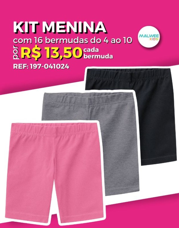 Encontraproduto.com.br - Kit 16 Bermuda Ciclista Cotton Atacado Revenda Infantil Menina Verão Malwee kids 4/10 - 197-041024