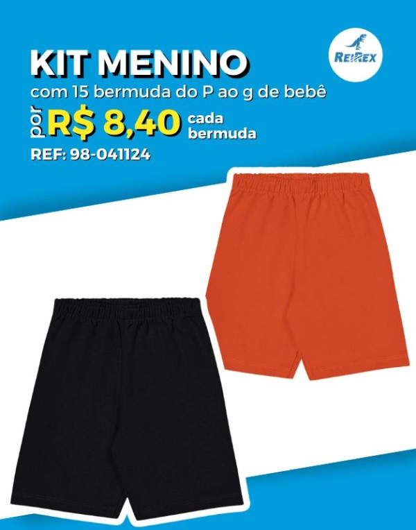 Kit 15 Bermudas Moletinho Atacado Revenda Bebê Menino Verão ReiRex PB/GB -98-041124