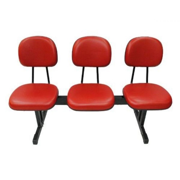 Encontraproduto.com.br - Cadeira Secretária Em Longarina Com 3 Lugares Vermelho