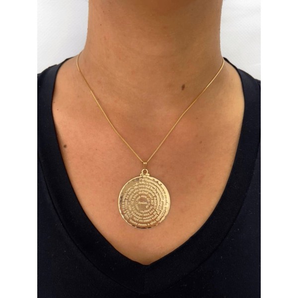 Encontraproduto.com.br - Colar Com Pingente Pai Nosso Grande Banhado Em Ouro 18k - 4cm