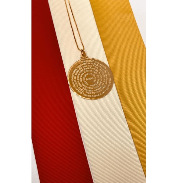Encontraproduto.com.br - Colar Com Pingente Pai Nosso Grande Banhado Em Ouro 18k - 4cm