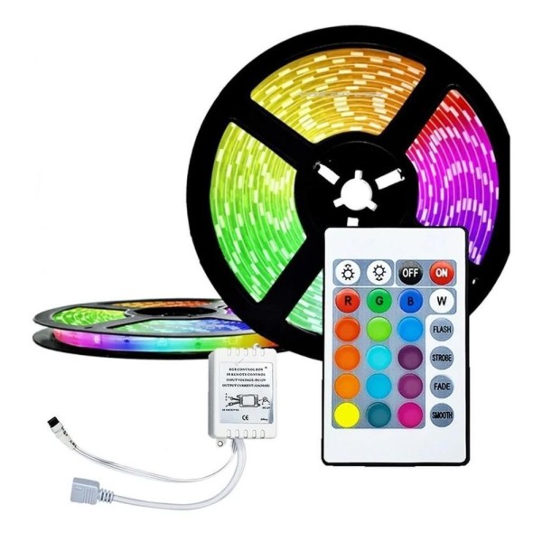Encontraproduto.com.br - Fita Led Ultra Rgb 3528 Rolo 5M 16 Cores 300 Leds