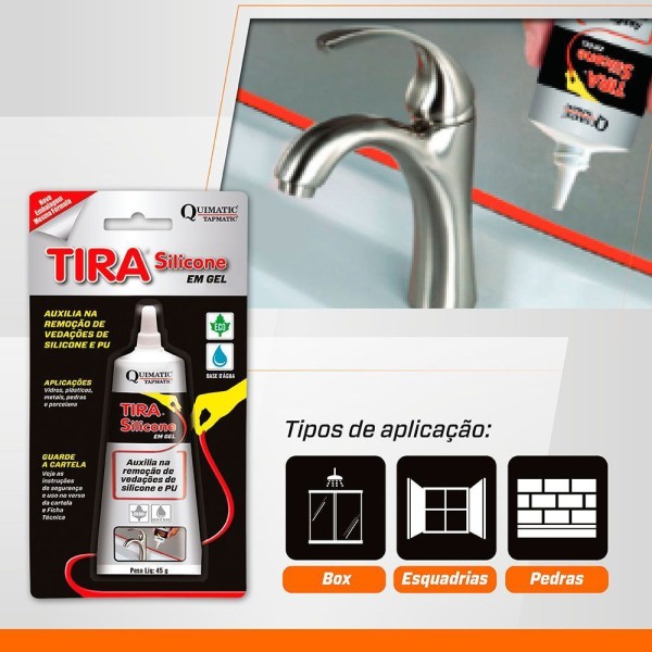 Encontraproduto.com.br - Tira Silicone à Base Dágua Bisnaga 45 G Quimatic Tapmatic