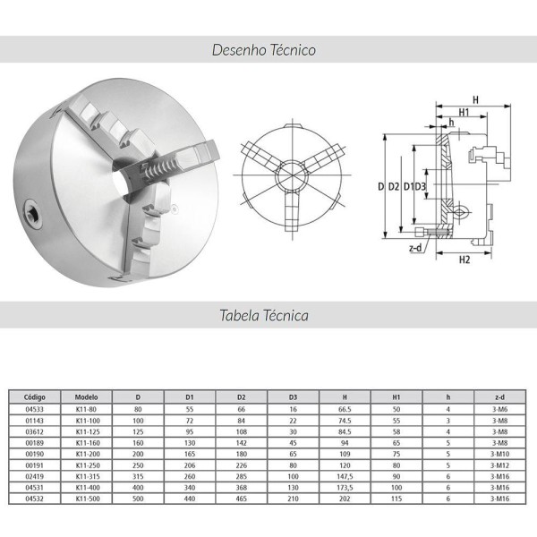 Encontraproduto.com.br - Placa P/ Torno Univ. 200mm + Flange Camlock P/ Torno Romi S20