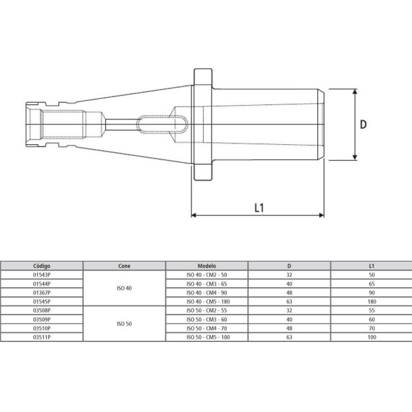 Encontraproduto.com.br - Porta Cone Morse Modelo Iso 40 X Cm4 - 90 - Din 2080