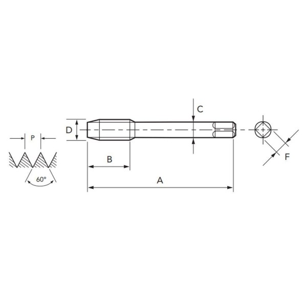 Encontraproduto.com.br - Macho Para Máquina Hsse Unc N°12 (7/32) X 24 Pot 280/1 - Din 2182 Tin - Osg