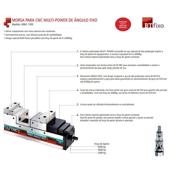 Encontraproduto.com.br - Morsa Para Cnc Multi-power De ângulo Fixo Modelo Hpac-130s - Abertura 340mm