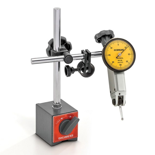 Encontraproduto.com.br - Base Magnética Com Ajuste Fino - Braço Articulado 190 Mm + Relógio Apalpador