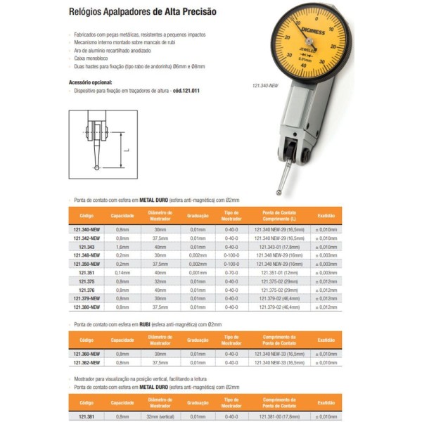 Encontraproduto.com.br - Base Magnética Com Ajuste Fino - Braço Articulado 190 Mm + Relógio Apalpador