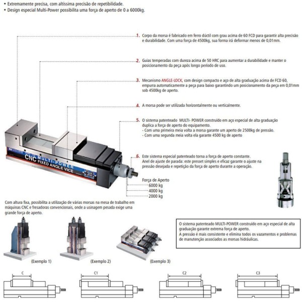 Encontraproduto.com.br - Morsa Para Cnc Multi-power De ângulo Fixo Modelo Hpac-130 - Abertura 375mm
