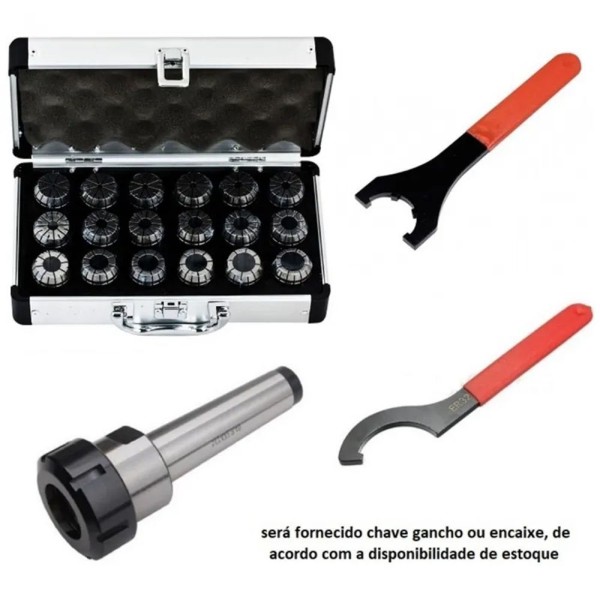 Encontraproduto.com.br - Jogo De Pinças Er40 Cone Morse 3 + Morsa Abertura 125mm