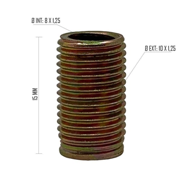 Encontraproduto.com.br - Rosca Postiça Bucha Roscada - M8X1,25 - M10X1,25 - 10 Pçs