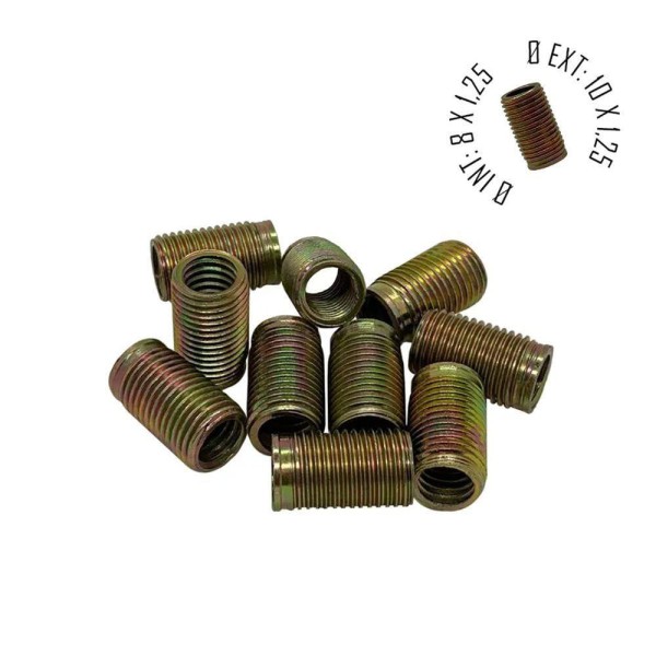 Encontraproduto.com.br - Rosca Postiça Bucha Roscada - M8X1,25 - M10X1,25 - 10 Pçs