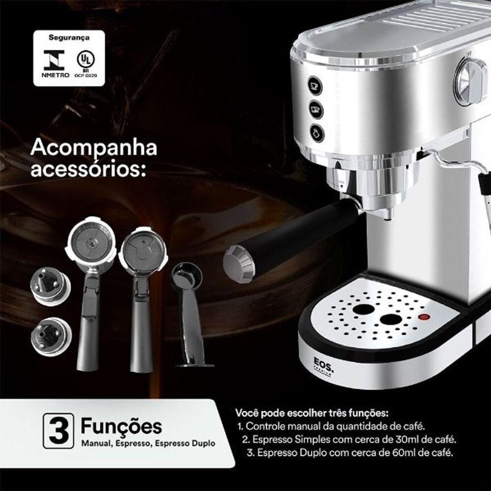 Encontraproduto.com.br - Cafeteira Espresso Latte Italiana 3 Em 1 Eos 19 Bar 220v Inox