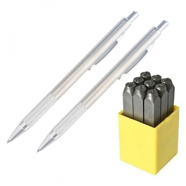 Kit Marcação - 2 Riscadores 150mm + Punção Numérico 8,0 Mm