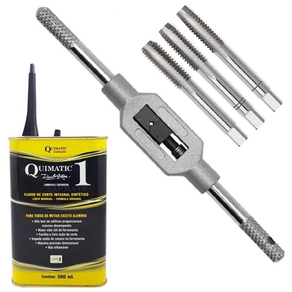 Encontraproduto.com.br - Kit Jogo De Macho M5 X 0,8 + Desandador + Fluido De Corte