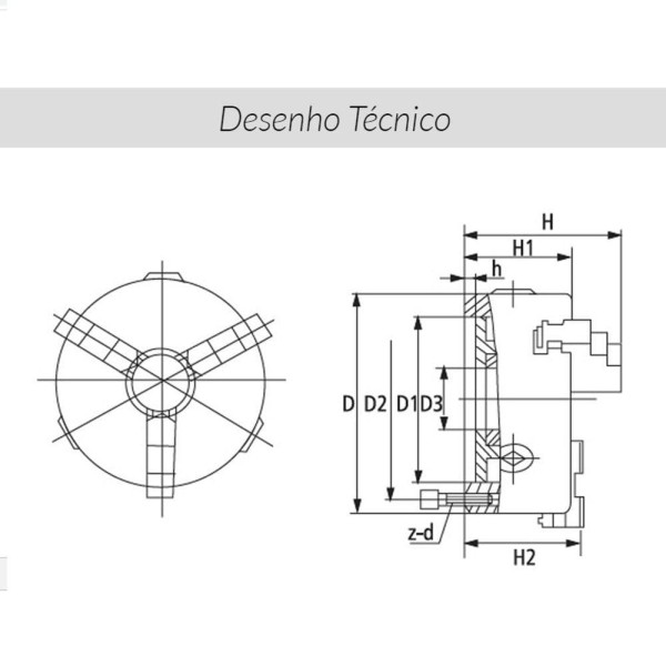Encontraproduto.com.br - Placa Para Torno Com 3 Castanhas Universal 100mm