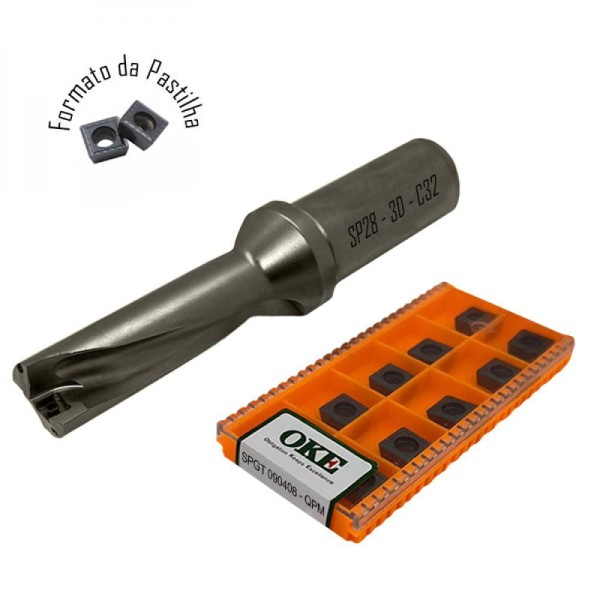 Encontraproduto.com.br - Broca Tmax Med. Sp28-3d-c32 + Jogo De Pastilha Spgt 090408