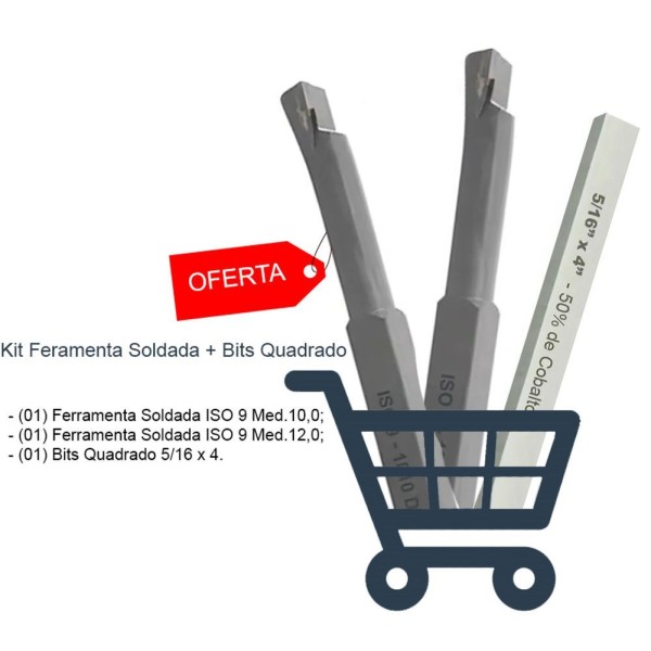 Encontraproduto.com.br - Kit Bits Quadrado 5/16 X 4 + Ferramenta Soldada Iso9 - 10/12