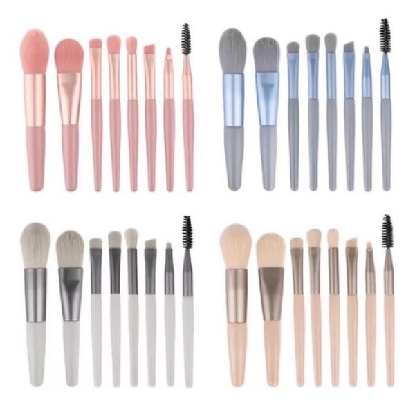 Encontraproduto.com.br - Kit 8 Mini Pincéis Para Maquiagem Com Estojo Portátil Macios