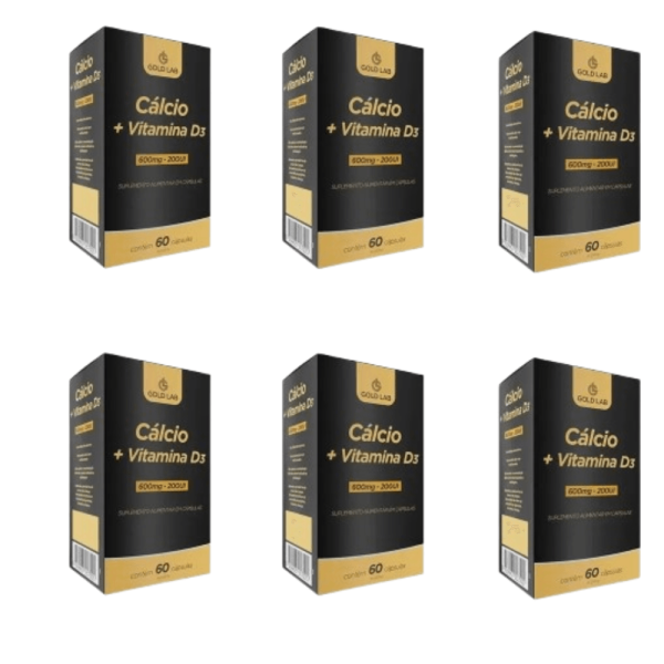 Encontraproduto.com.br - Kit C/6 Cálcio + Vitamina D3 C/60 Cápsulas - Gold Lab