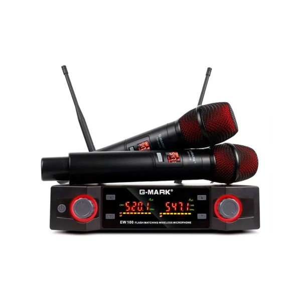 Encontraproduto.com.br - Microfone Duplo Sem Fio G-Mark EW100 Profissional - AC2858