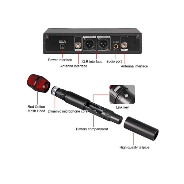 Encontraproduto.com.br - Microfone Duplo Sem Fio G-Mark EW100 Profissional - AC2858