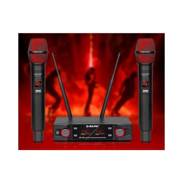 Encontraproduto.com.br - Microfone Duplo Sem Fio G-Mark EW100 Profissional - AC2858