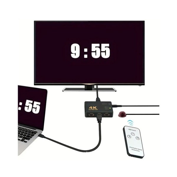 Encontraproduto.com.br - Switch HDMI 3 em 1 C/ Controle Remoto - AC2927