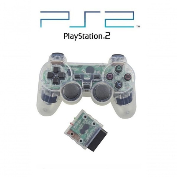 Encontraproduto.com.br - Controle Sem Fio Ps2 Compatível Playstation 2 Transparente