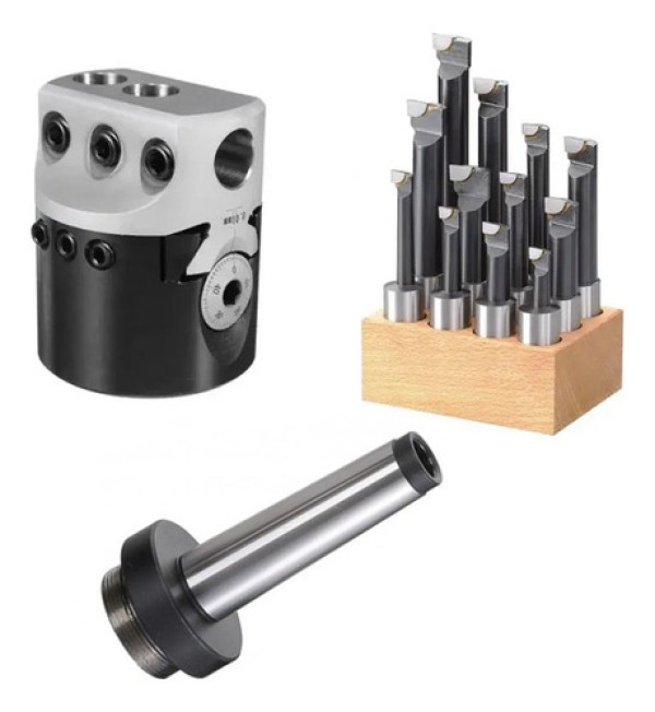 Encontraproduto.com.br - Kit Cabeçote Broquear 75mm + Cone Morse 4 +jg Mandrilar 18mm
