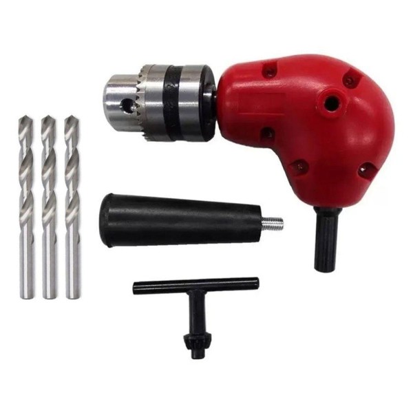 Encontraproduto.com.br - Mandril Angular 90 Graus Med. 3/8 + Broca 6/7/8mm - 4 Peças