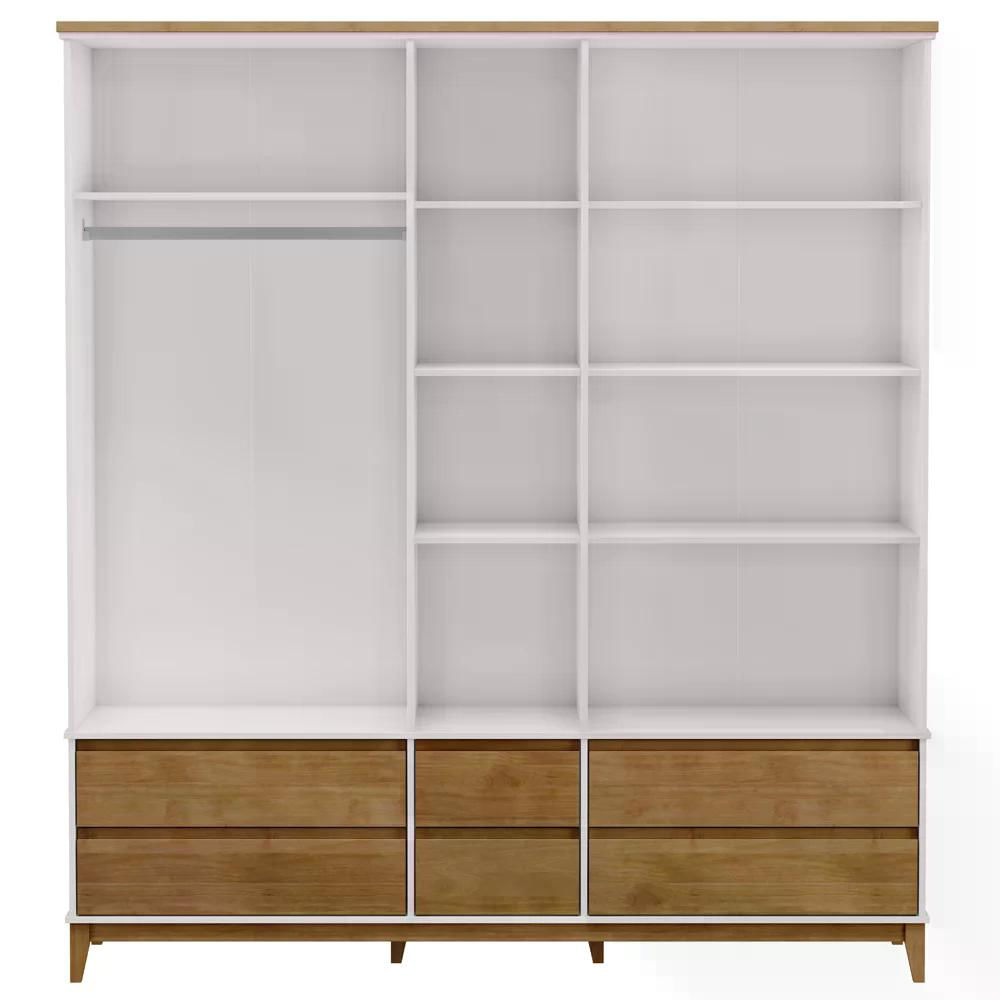 Encontraproduto.com.br - Guarda Roupa 5 Portas Com Espelho E Comoda MDF/Madeira Maciça Prata FNT