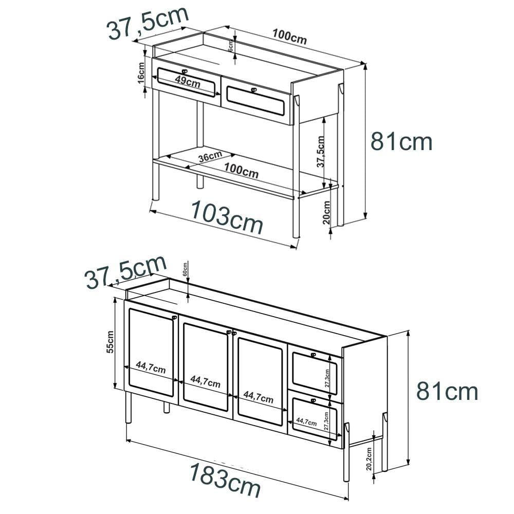Conjunto Aparador E Buffet Palhinha Hanover Artesano