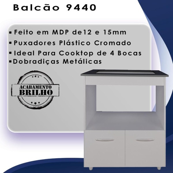 Encontraproduto.com.br - Balcao Com Tampo Cooktop 4 Bocas 75cm 9440 Mobbs