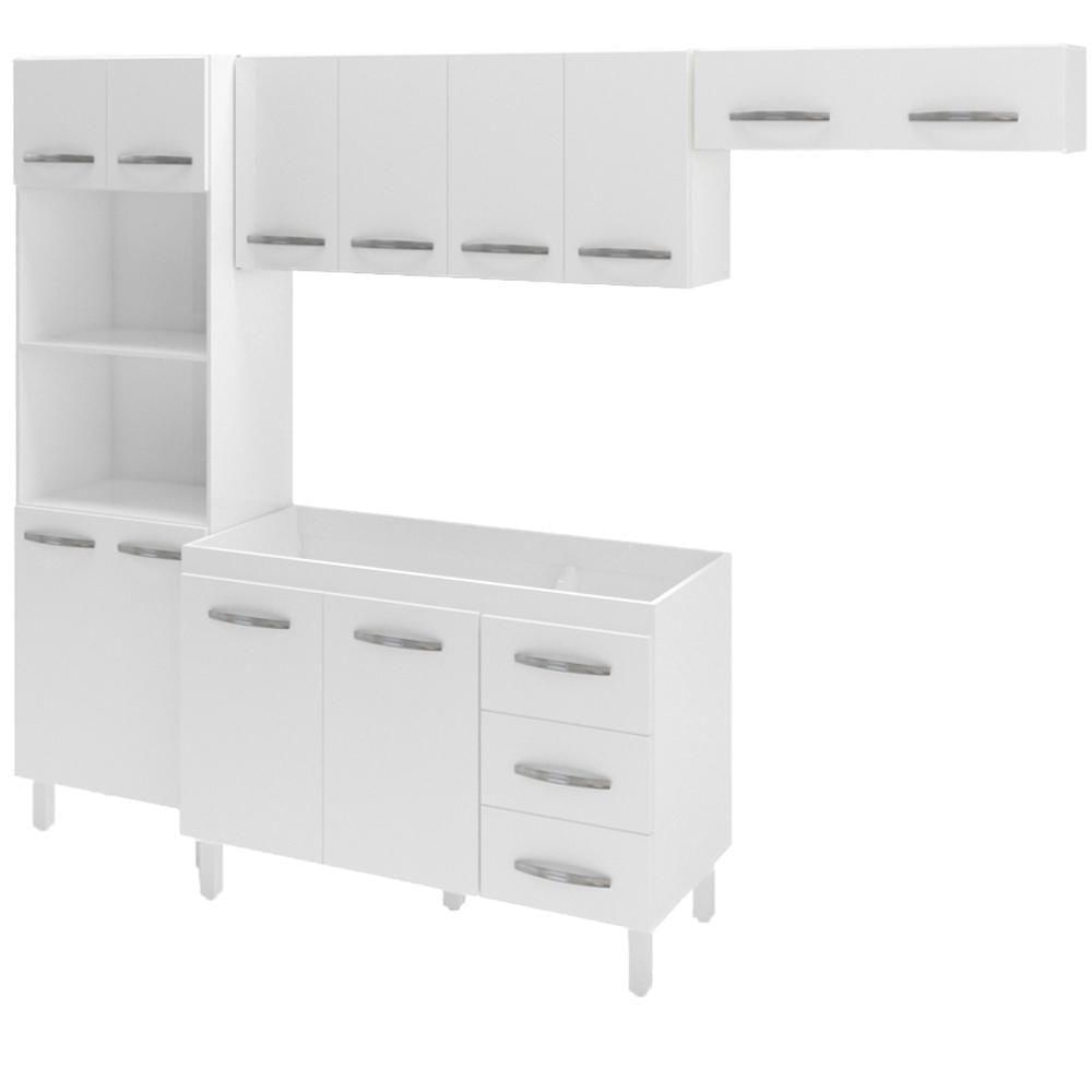 Armario Cozinha Modulada 257cm 4 Peças Marh Branco Mobbs Branco