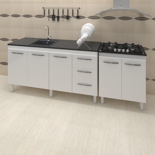 Encontraproduto.com.br - Balcao Pia 150cm e Cooktop 5 Bocas Mobbs
