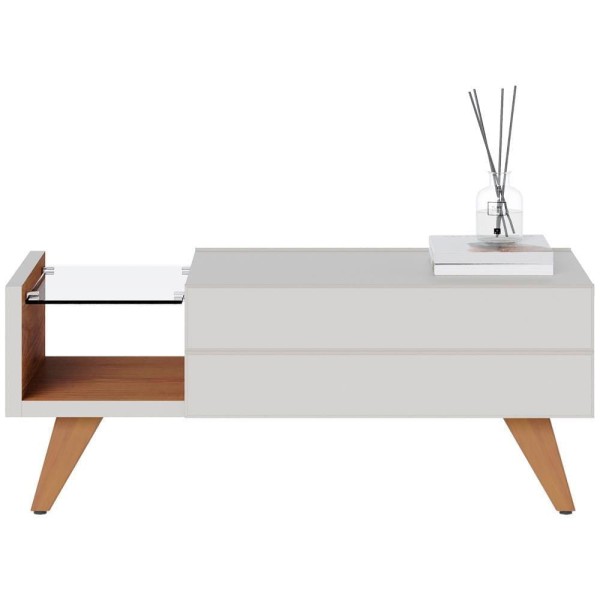 Encontraproduto.com.br - Kit Aparador E Mesa De Centro Para Sala Noronha Off White Matte Freijo Clb Off White Matte Freijo