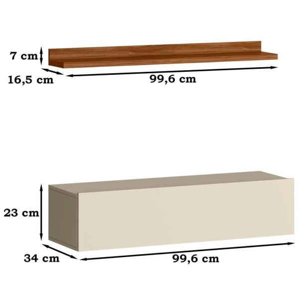 Modulo Gaveta E Prateleira Projetta 100 Cm Cinamomo Mell Off White Mbl Cinamomo Mell Off White
