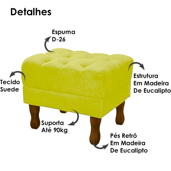 Encontraproduto.com.br - Puff Puf Retro Capitone 52x44cm Suede MPassos