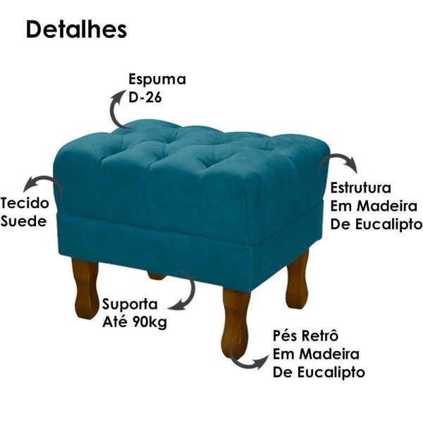 Encontraproduto.com.br - Puff Puf Retro Capitone 52x44cm Suede MPassos