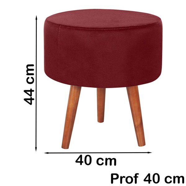 Encontraproduto.com.br - Kit 2 Puff Puf Redondo Pes Palito 44x40cm Suede MPassos