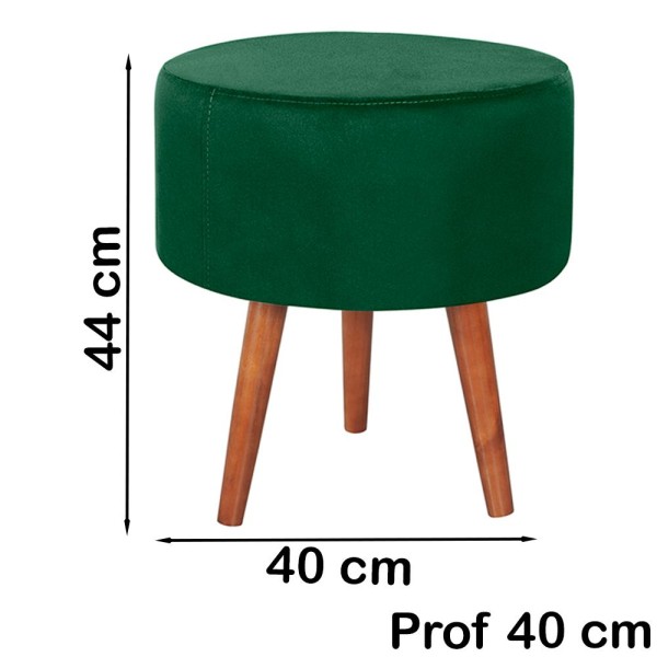 Encontraproduto.com.br - Kit 2 Puff Puf Redondo Pes Palito 44x40cm Suede MPassos