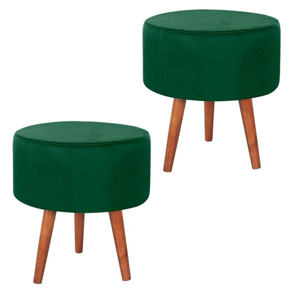 Encontraproduto.com.br - Kit 2 Puff Puf Redondo Pes Palito 44x40cm Suede MPassos
