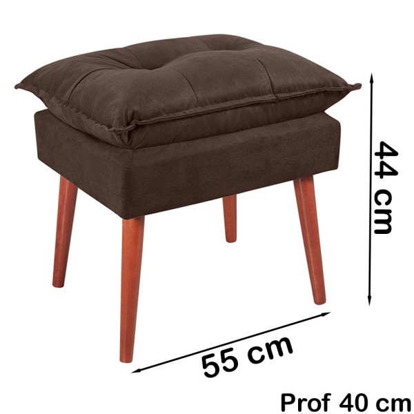 Encontraproduto.com.br - Kit 2 Puff Puf Opall Pes Palito 55x40cm Suede Vermelho Escuro MPassos